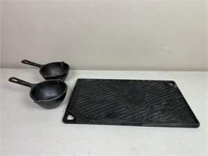 Cast Iron Griddle & 1/2 Quart Pans