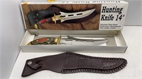 8.5" HUNTING KNIFE W/ SHEATH & BOX 14" OVERALL