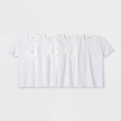 Men's M  4pk V-Neck T-Shirt White