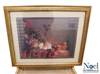 Cat, Fruit, & Flowers Framed Print