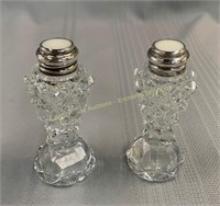 Crystal salt & pepper shakers, sterling silver