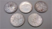 (5) Canadian Silver Quarters / $0.25