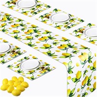 Lemon Table Runner & Placemat Set & 17 lemons