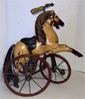 Antique Wooden Horse Iron Tricycle