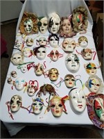 Lot of 34 Ceramic Mardi Gra Type Masks