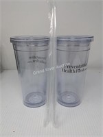 x2 Clear 24oz Tumblers with Straws
