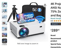 4K Projector with 5G WiFi and Bluetooth