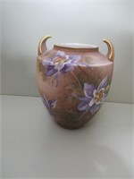 Vintage Nippon Handpainted floral Vase gold trim