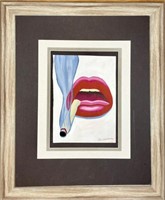 Tom Wesselman Watercolor On Paper "Smokin' Lips"