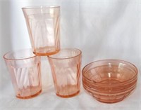 1930's pink Depression glass: 3 Federal glass