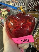 LAS VENTANAS ETCHED ART GLASS HEART ORNAMENT