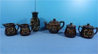 Oriental Teapot, Sugar, Creamer, Vase