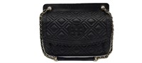 Black Quilted Leather Chain Strap Satchel Bag