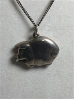 Sterling Silver Piglet Pendant with Chain