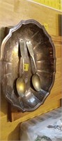 Chippendale silver pan and 2 solid Peru silver