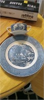 Currier/Ives plates (11) and sugar bowl