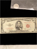 1953B Five Dollar Red Seal