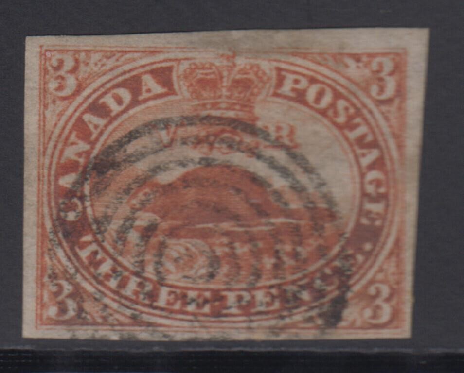 Canada Stamps #4d Used four margins, target cancel