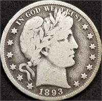 1893-P Barber Silver Half Dollar Nice