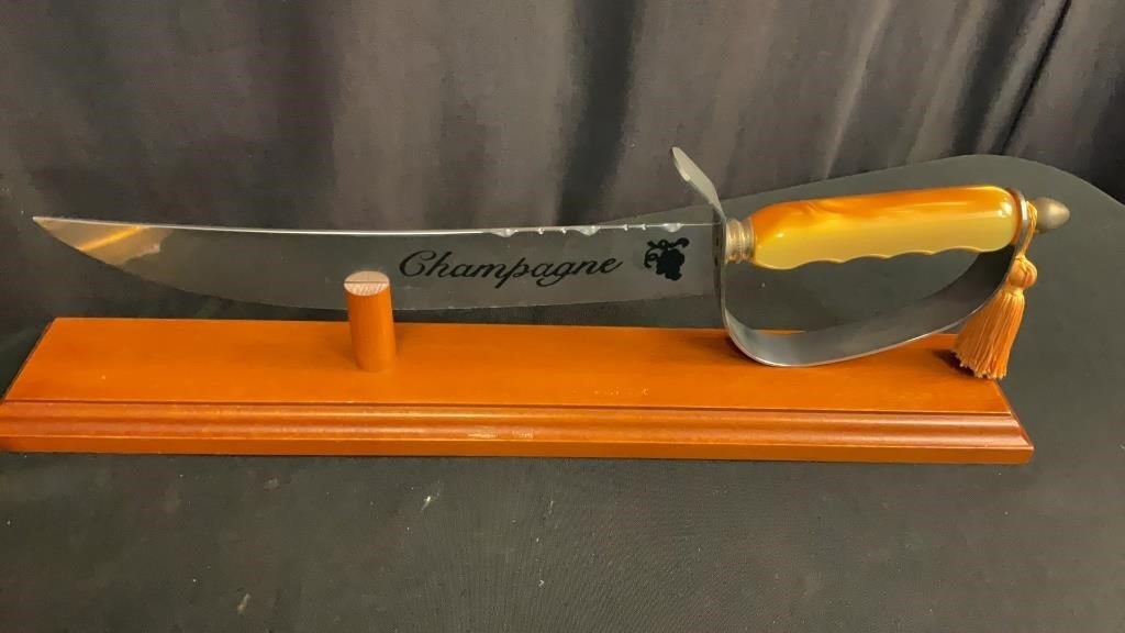 Champagne Knife w/ Display Stand