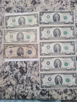 Lot 8 Paper Bills- 1 $5 1934, 1 $5 1995, 1 $2 1995