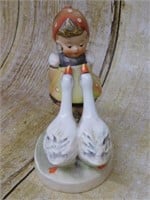 YOUNG GIRL WITH GEESE FIGURINE VINTAGE ANTIQUE