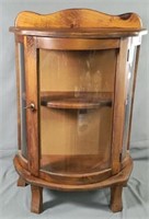 Curved Glass Table Top Curio Cabinet, w/Key,