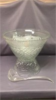 Glass Punch Bowl With 12 Cups And Hooks