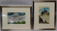 Pair of Signed Watercolor Paintings