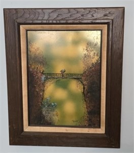 Framed 3 Way Painting Signed Tooker