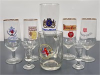 Collection of 9 German Beer Glasses