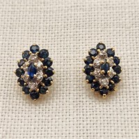 14K Gold Earrings Diamonds Spinels