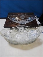 Stack of 7 pattern glass vegetable boats