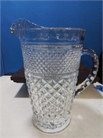 Pattern glass pitcher very heavy 10 inches tall