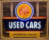 Large Chevrolet OK Used Cars Neon Sign In Crate