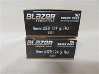 100 Rounds of Blazer CCI 9mm Luger Ammo