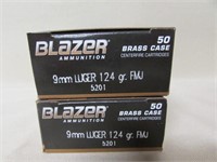 100 Rounds of Blazer CCI 9mm Luger Ammo
