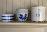 3 Stoneware Crocks - Rowe, Uhl  Pottery