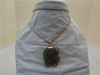 14Kt Chain W/ Jade Elephant Pendant