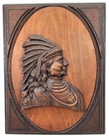 RELIEF-CARVED BUST OF A NATIVE AMERICAN