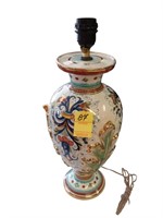 Capodimonte hand painted table lamp with cobalt