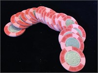 20- 1965  North Shore Club $5 Poker Chips, Lake