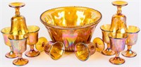 Indiana Carnival Glass Punch Bowl Set & Goblets