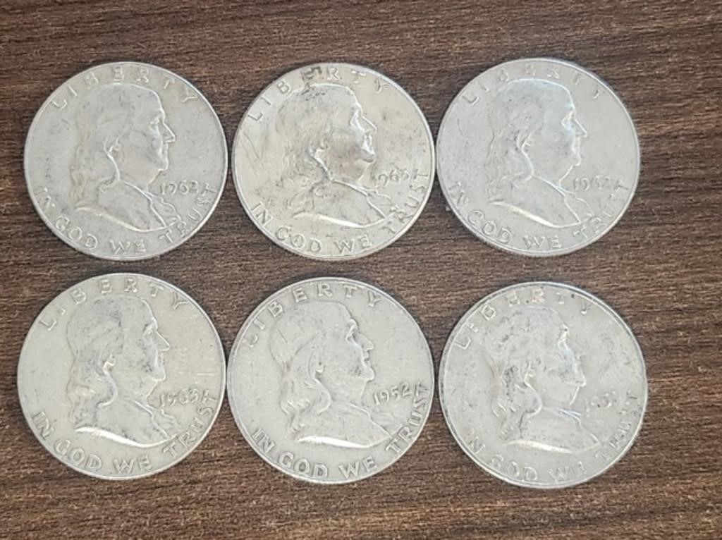 6 - Franklin Half Dollars