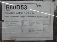 2013 CHRYSLER RAM ST 1500, EXT CAB, SH 1C6RR7FP6DS