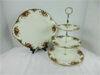 R.A. "OLD COUNTRY ROSES" 12.5" PLATE & OTHER