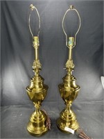 2 Vintage Stiffel Brass Flame Torch Urn MCM lamps