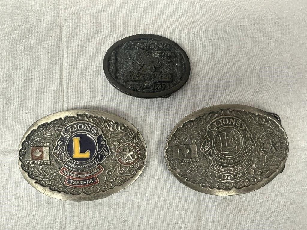 3 Collectible Belt Buckles Inc. Lions Club