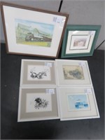6 FRAMED PRINTS OF VARIOUS SUBJECTS