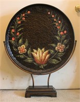 Hammered Hand Painted Tray on Display Stand